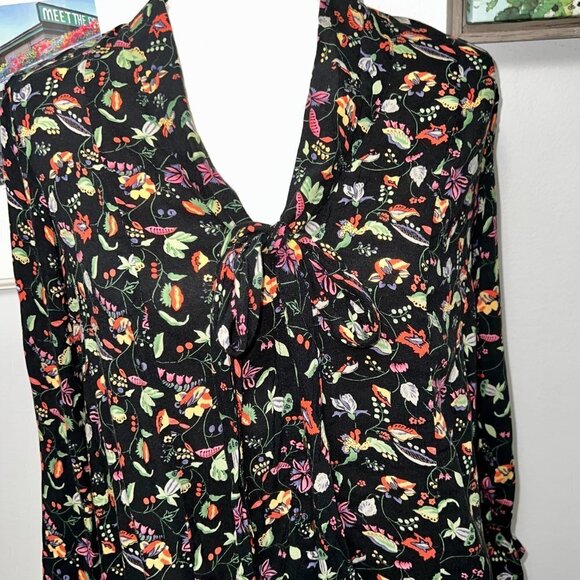 52 Conversation by Anthropologie Floral Shirt with Neck Tie Button Down Size 6 - Picture 2 of 6